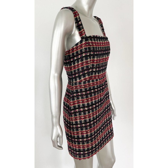 House of Harlow 1960 Boucle Dress Size Xs Black Red Gold Convertible Strap Mini - Picture 3 of 11